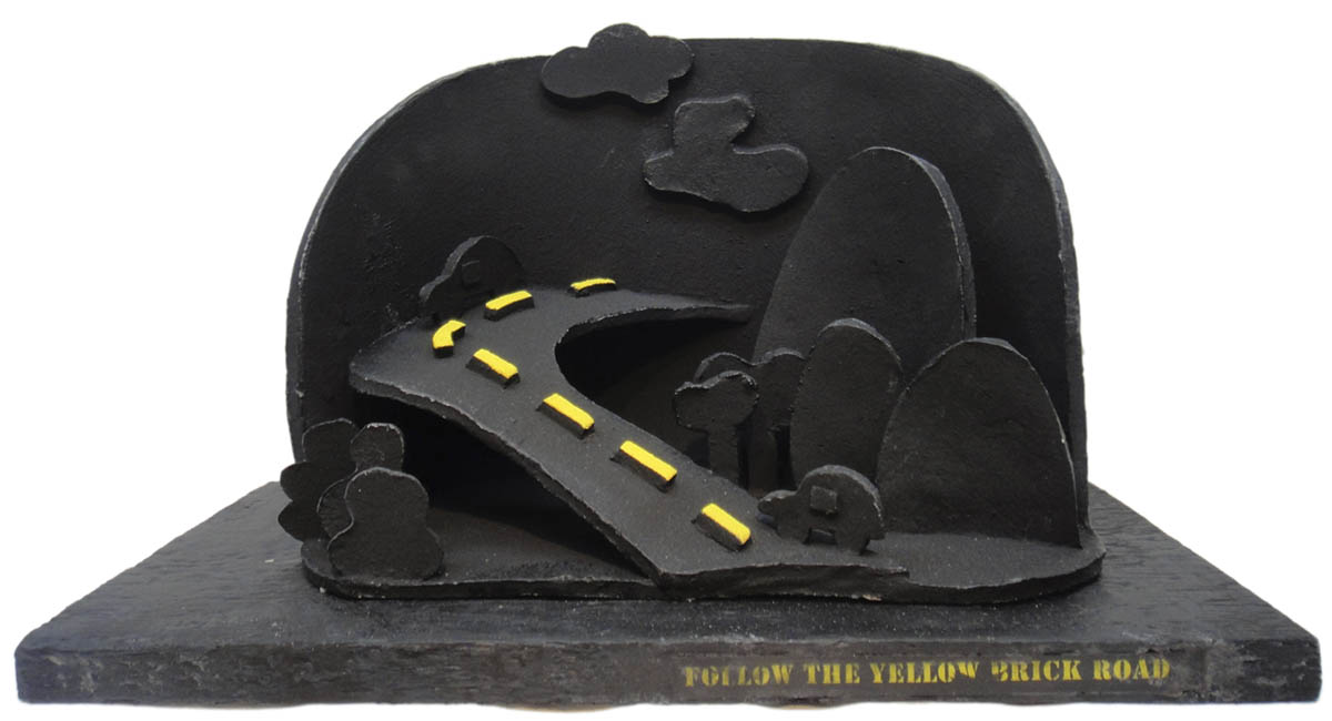 Yellow Brick RoadClay sculpture with text. 10" x 10" x7"